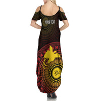 Papua New Guinea Independence Personalized Family Matching Summer Maxi Dress and Hawaiian Shirt Tapa Circle