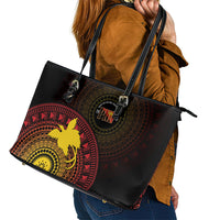 Papua New Guinea Independence Leather Tote Bag Tapa Circle