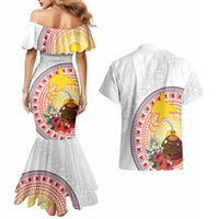 Hapi De Bilong Indipendens Papua New Guinea Couples Matching Mermaid Dress and Hawaiian Shirt PNG Lime Pot