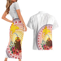 Hapi De Bilong Indipendens Papua New Guinea Couples Matching Short Sleeve Bodycon Dress and Hawaiian Shirt PNG Lime Pot