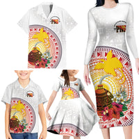 Hapi De Bilong Indipendens Papua New Guinea Family Matching Long Sleeve Bodycon Dress and Hawaiian Shirt PNG Lime Pot
