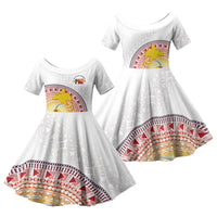 Hapi De Bilong Indipendens Papua New Guinea Family Matching Mermaid Dress and Hawaiian Shirt PNG Lime Pot LT7 Daughter's Dress White - Polynesian Pride