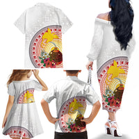Hapi De Bilong Indipendens Papua New Guinea Family Matching Off The Shoulder Long Sleeve Dress and Hawaiian Shirt PNG Lime Pot LT7 Mom's Dress White - Polynesian Pride