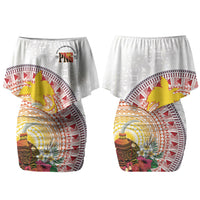 Hapi De Bilong Indipendens Papua New Guinea Family Matching Off Shoulder Short Dress and Hawaiian Shirt PNG Lime Pot LT7 Mom's Dress White - Polynesian Pride
