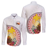Hapi De Bilong Indipendens Papua New Guinea Family Matching Puletasi and Hawaiian Shirt PNG Lime Pot LT7 Dad's Shirt - Long Sleeve White - Polynesian Pride
