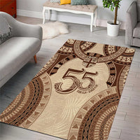 Bula Fiji Day 55th Anniversary Masi Tapa Area Rug Emerald Jubilee - Beige - Polynesian Pride