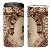 Bula Fiji Day 55th Anniversary Masi Tapa 4 in 1 Can Cooler Tumbler Emerald Jubilee - Beige - Polynesian Pride