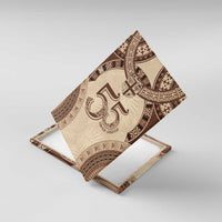 Bula Fiji Day 55th Anniversary Masi Tapa Canvas Wall Art Emerald Jubilee - Beige - Polynesian Pride