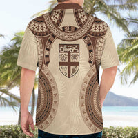 Bula Fiji Day 55th Anniversary Masi Tapa Hawaiian Shirt Emerald Jubilee - Beige - Polynesian Pride