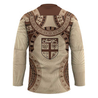 Bula Fiji Day 55th Anniversary Masi Tapa Hockey Jersey Emerald Jubilee - Beige - Polynesian Pride