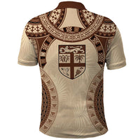 Bula Fiji Day 55th Anniversary Masi Tapa Polo Shirt Emerald Jubilee - Beige - Polynesian Pride