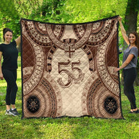 Bula Fiji Day 55th Anniversary Masi Tapa Quilt Emerald Jubilee - Beige - Polynesian Pride