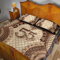 Bula Fiji Day 55th Anniversary Masi Tapa Quilt Bed Set Emerald Jubilee - Beige - Polynesian Pride