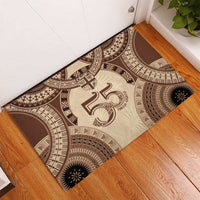 Bula Fiji Day 55th Anniversary Masi Tapa Rubber Doormat Emerald Jubilee - Beige LT7 - Polynesian Pride