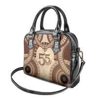 Bula Fiji Day 55th Anniversary Masi Tapa Shoulder Handbag Emerald Jubilee - Beige - Polynesian Pride