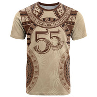 Bula Fiji Day 55th Anniversary Masi Tapa T Shirt Emerald Jubilee - Beige - Polynesian Pride