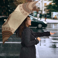 Bula Fiji Day 55th Anniversary Masi Tapa Umbrella Emerald Jubilee - Beige - Polynesian Pride