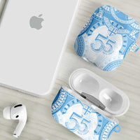 Bula Fiji Day 55th Anniversary Masi Tapa AirPods Case Emerald Jubilee - Turquoise LT7 - Polynesian Pride