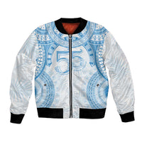 Bula Fiji Day 55th Anniversary Masi Tapa Bomber Jacket Emerald Jubilee - Turquoise LT7 Unisex Turquoise - Polynesian Pride