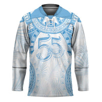 Bula Fiji Day 55th Anniversary Masi Tapa Hockey Jersey Emerald Jubilee - Turquoise LT7 Unisex Turquoise - Polynesian Pride