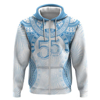 Bula Fiji Day 55th Anniversary Masi Tapa Hoodie Emerald Jubilee - Turquoise - Polynesian Pride