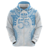 Bula Fiji Day 55th Anniversary Masi Tapa Hoodie Emerald Jubilee - Turquoise - Polynesian Pride