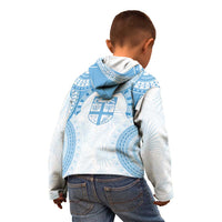 Bula Fiji Day 55th Anniversary Masi Tapa Kid Hoodie Emerald Jubilee - Turquoise - Polynesian Pride