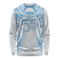 Bula Fiji Day 55th Anniversary Masi Tapa Long Sleeve Shirt Emerald Jubilee - Turquoise LT7 Unisex Turquoise - Polynesian Pride
