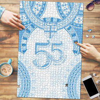 Bula Fiji Day 55th Anniversary Masi Tapa Puzzle Emerald Jubilee - Turquoise LT7 Turquoise - Polynesian Pride