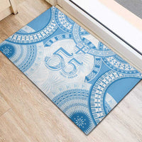 Bula Fiji Day 55th Anniversary Masi Tapa Rubber Doormat Emerald Jubilee - Turquoise LT7 - Polynesian Pride
