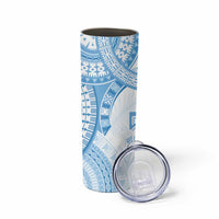Bula Fiji Day 55th Anniversary Masi Tapa Skinny Tumbler Emerald Jubilee - Turquoise - Polynesian Pride