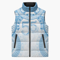Bula Fiji Day 55th Anniversary Masi Tapa Sleeveless Puffer Jacket Emerald Jubilee - Turquoise LT7 Unisex Turquoise - Polynesian Pride