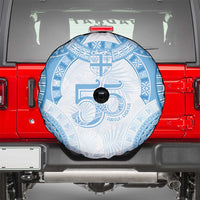 Bula Fiji Day 55th Anniversary Masi Tapa Spare Tire Cover Emerald Jubilee - Turquoise - Polynesian Pride