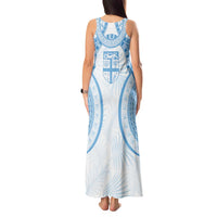 Bula Fiji Day 55th Anniversary Masi Tapa Tank Maxi Dress Emerald Jubilee - Turquoise - Polynesian Pride