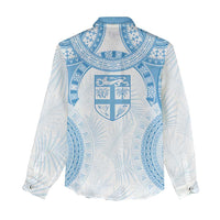 Bula Fiji Day 55th Anniversary Masi Tapa Women Casual Shirt Emerald Jubilee - Turquoise - Polynesian Pride