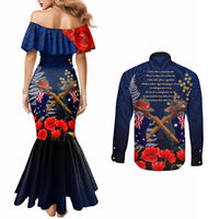 Anzac Day Aussie Mix Maori In Memories Couples Matching Mermaid Dress and Long Sleeve Button Shirt LT7 - Polynesian Pride