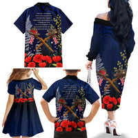 Anzac Day Aussie Mix Maori In Memories Family Matching Off Shoulder Long Sleeve Dress and Hawaiian Shirt LT7 - Polynesian Pride