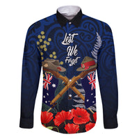 Anzac Day Aussie Mix Maori In Memories Family Matching Short Sleeve Bodycon Dress and Hawaiian Shirt LT7 Dad's Shirt - Long Sleeve Blue - Polynesian Pride