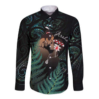 Maori Hongi Valentine Long Sleeve Button Shirt Aroha Ahau Ki A Koe LT7 Unisex Emerald - Polynesian Pride