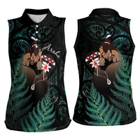 Maori Hongi Valentine Women Sleeveless Polo Shirt Aroha Ahau Ki A Koe