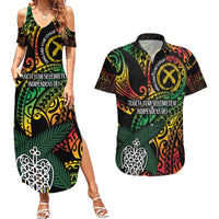 Vanuatu Indipendens Dei Couples Matching Summer Maxi Dress and Hawaiian Shirt Mix Traditional Sand Drawing