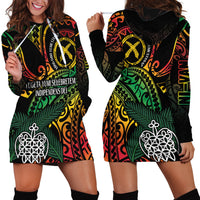Vanuatu Indipendens Dei Hoodie Dress Mix Traditional Sand Drawing