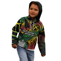 Vanuatu Indipendens Dei Kid Hoodie Mix Traditional Sand Drawing