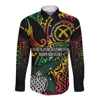 Vanuatu Indipendens Dei Long Sleeve Button Shirt Mix Traditional Sand Drawing