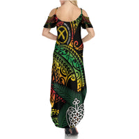 Vanuatu Indipendens Dei Summer Maxi Dress Mix Traditional Sand Drawing LT7 - Polynesian Pride