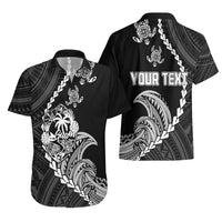 Personalised Guam Hawaiian Shirt Tribal Turtles Curves Style - Black LT7 - Polynesian Pride