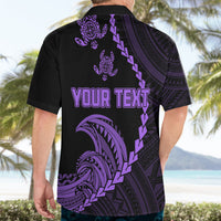 Personalised Guam Hawaiian Shirt Tribal Turtles Curves Style - Purple LT7 - Polynesian Pride