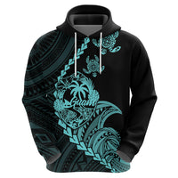 Custom Guam Hoodie Tribal Turtles Curves Style Turquoise LT7 - Polynesian Pride