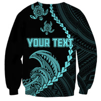 Personalised Guam Sweatshirt Tribal Turtles Curves Style - Turquoise LT7 - Polynesian Pride