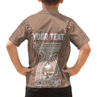 Personalised Guam Hawaiian Shirt Chamoro Latte Stone Mix Tropical - Brown LT7 - Polynesian Pride